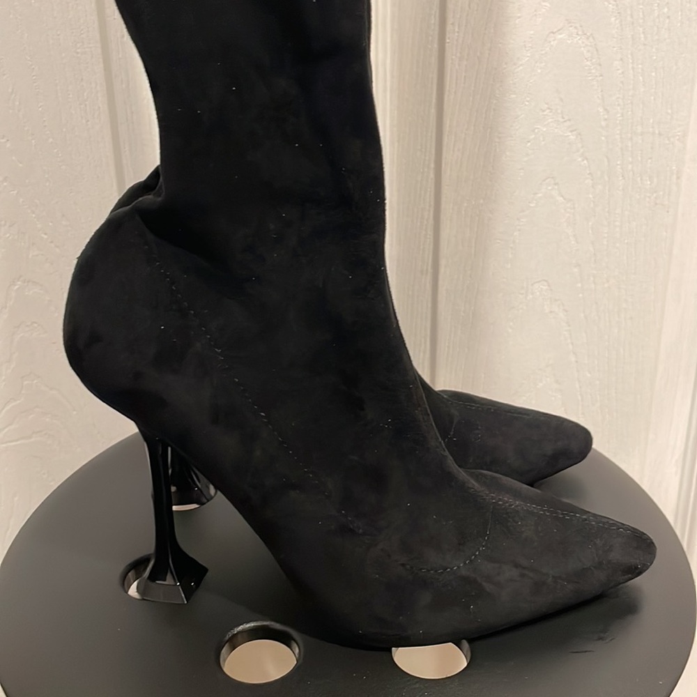 Thigh high Boots Triangle/Pyramid Heel Size 8.5 - Picture 2 of 7